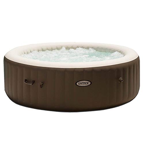 Intex PureSpa 85 Inch Bubble Jet Massage 6 Person Outdoor Inflatable Round Hot Tub Spa with Easy-to-Use Control Panel, Brown